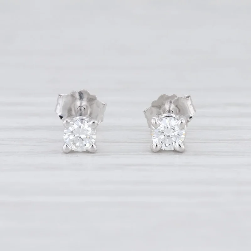 Modern Earrings for Women-New 0.26ctw Diamond Stud Earrings 14k White Gold Round Solitaire Studs VS2