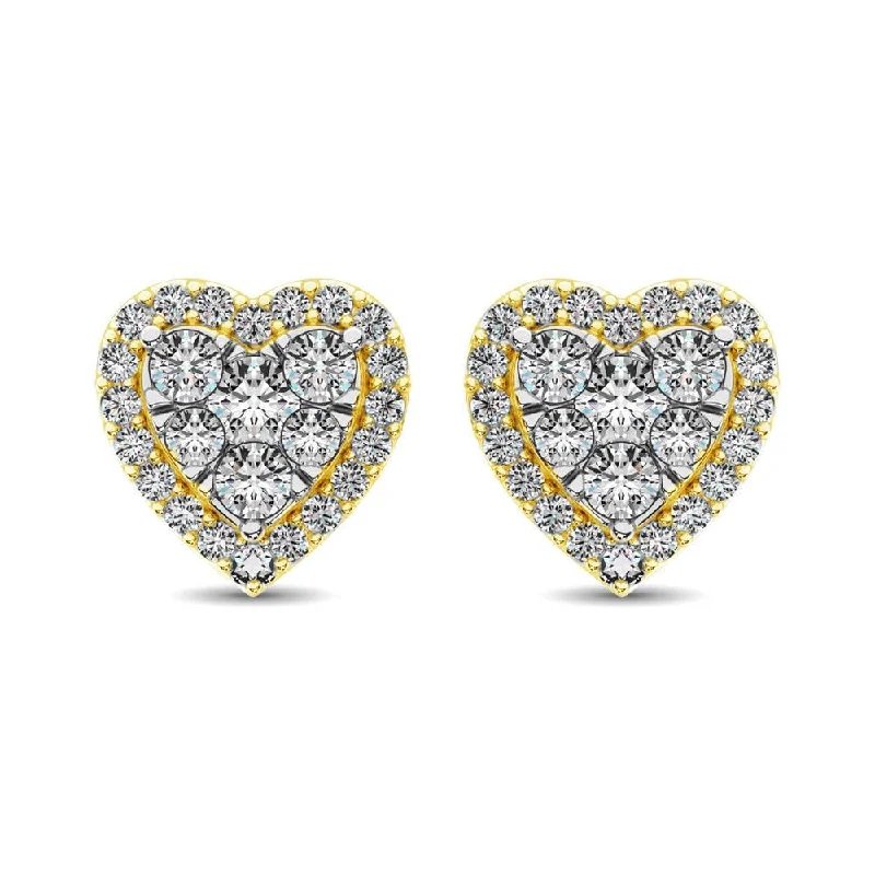 Long Statement Earrings-Diamond 3/4 ct tw Heart Earrings  in 14K Yellow Gold