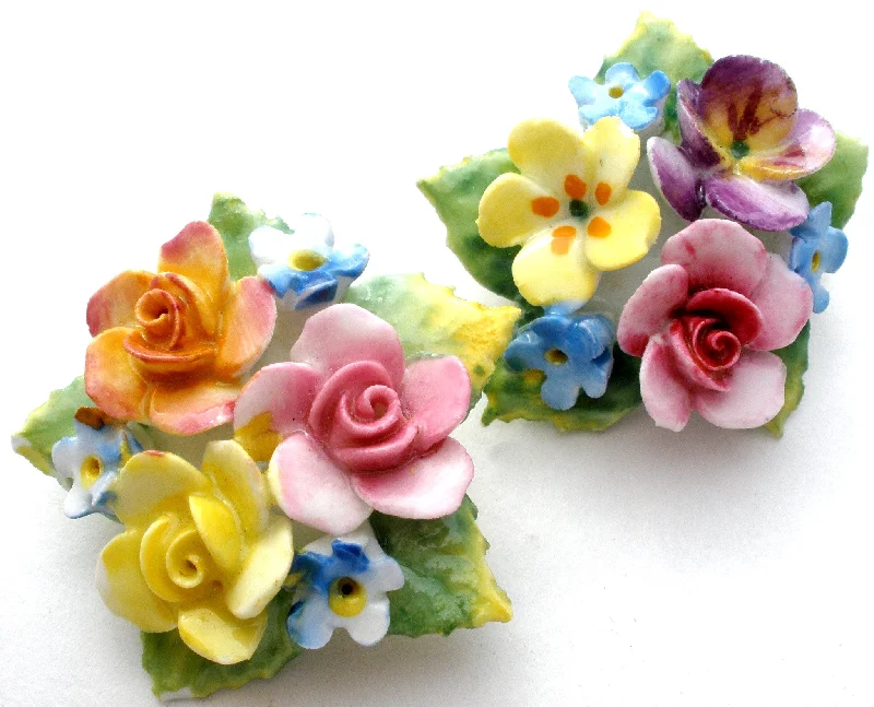 Minimalist Brooch-Artone Bone China Painted Flower Brooches Vintage