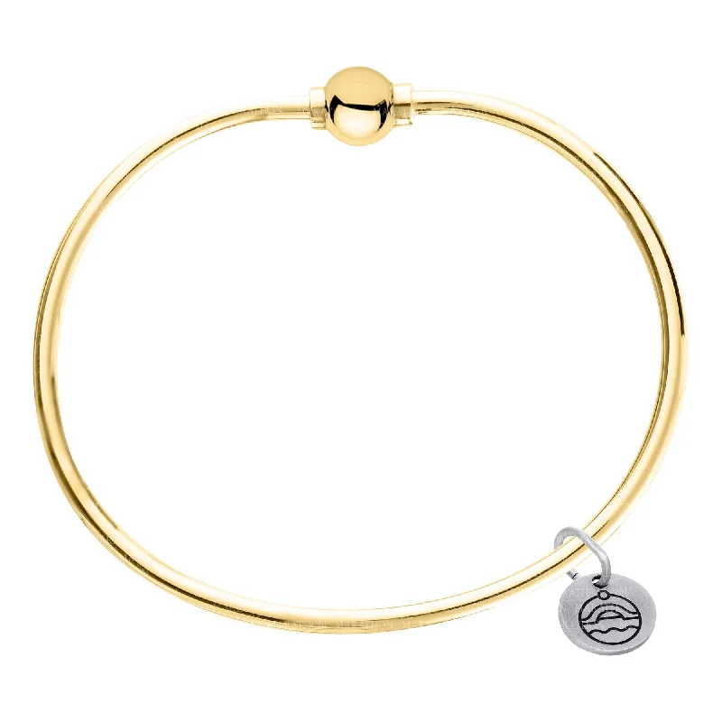 Simple Silver Bracelet with Charms for Women-Authentic Cape Cod Bracelet made by Lestage - Solid 14k Yellow Gold