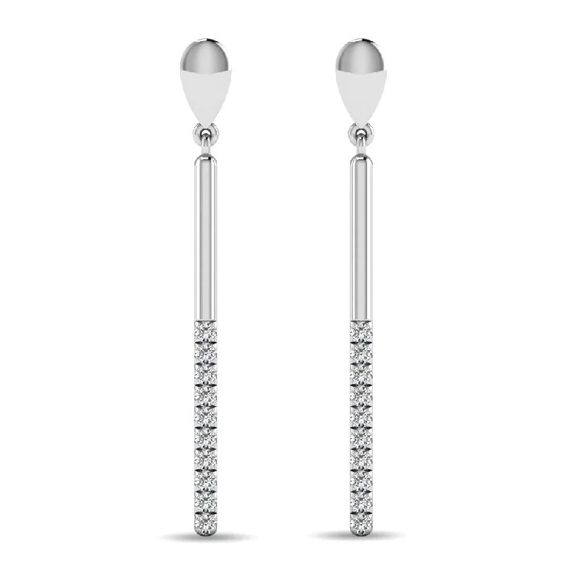 Silver Earrings for Sensitive Ears-Diamond 1/5 ct tw Diamline Earrings in 10K White Gold