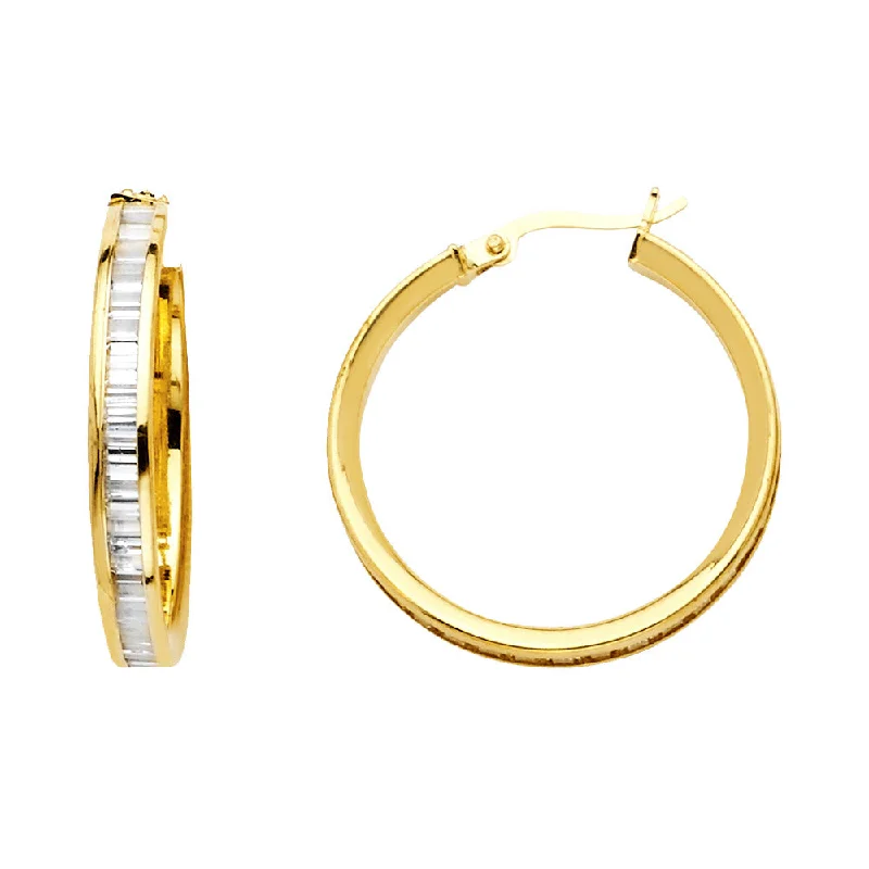 Extra Large Drop Earrings-14K CZ Hoop Earrings