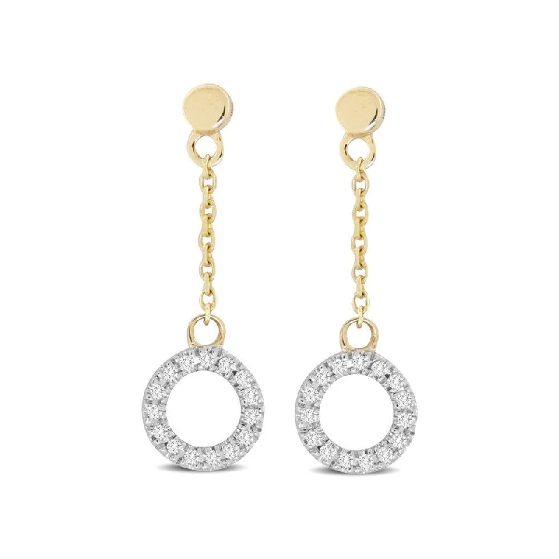 Modern Dangle Earrings-10K Yellow Gold 1/20 Ct.Tw.Diamond Dangler Earrings