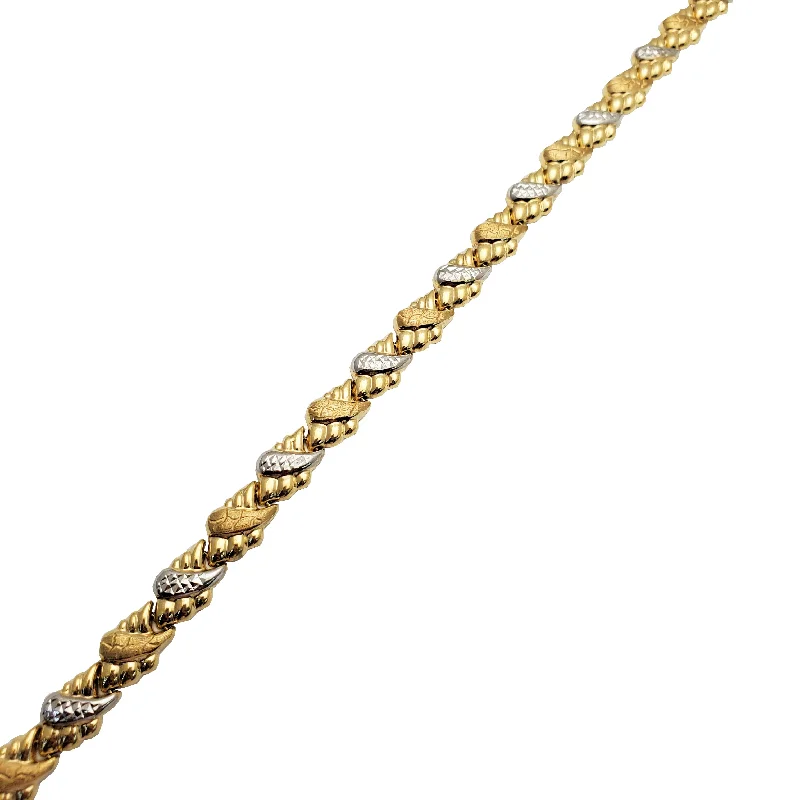 Sparkling Crystal Necklace for Formal Occasions-Two-Tone Fancy Necklace (14K)