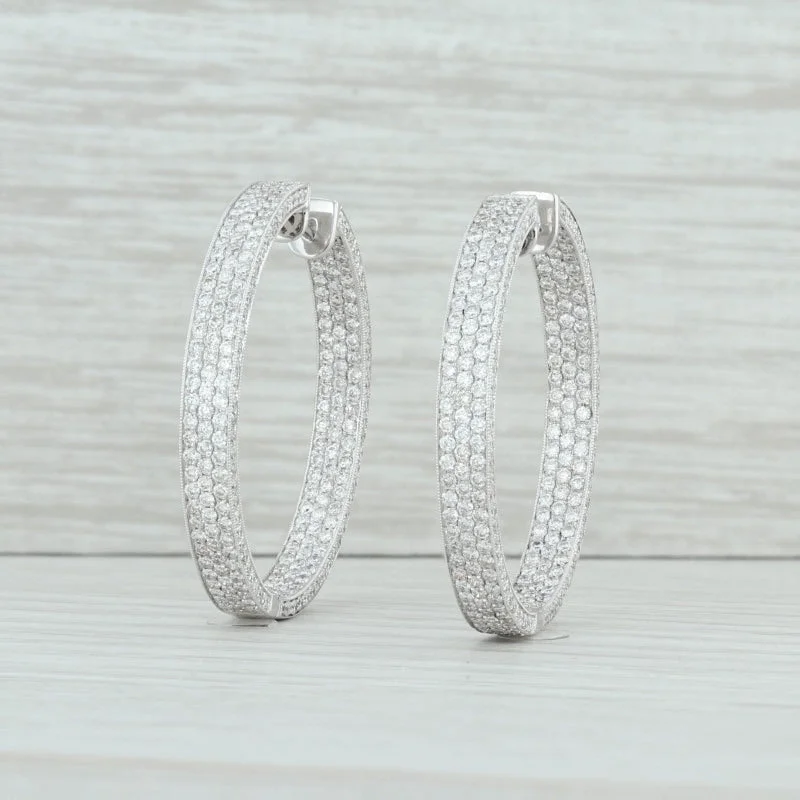 Natural Pearl Earrings-2.50ctw Diamond Inside Out Hoop Earrings 18k White Gold 32.8mm Pierced Women's