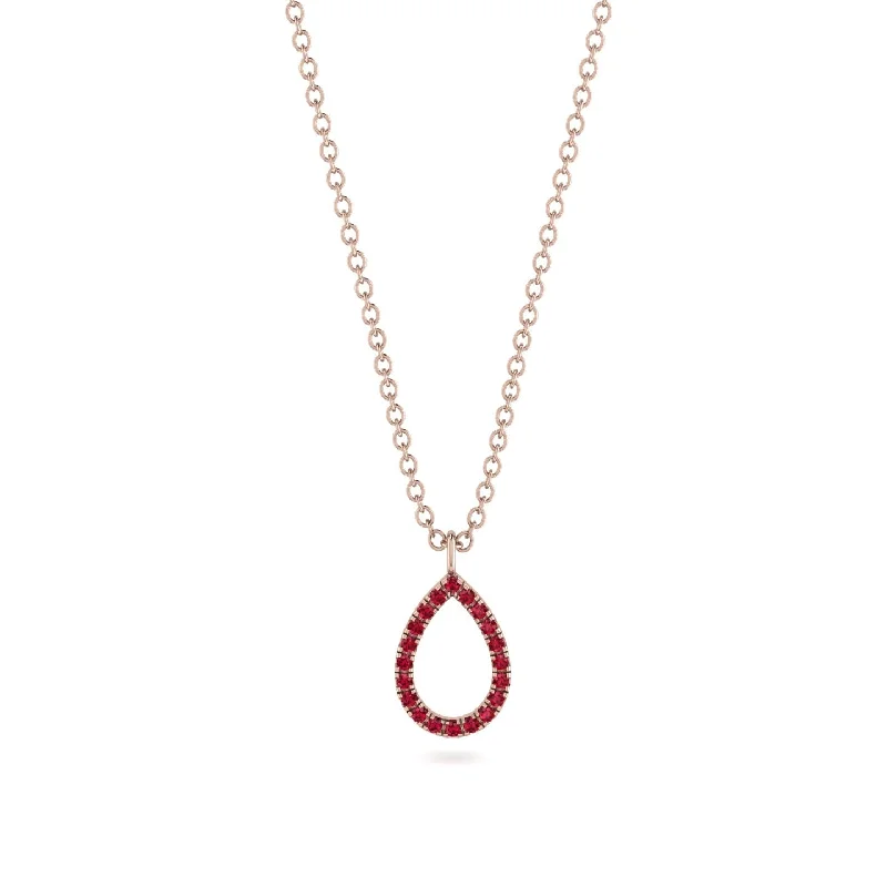 Large Diamond Necklace for Evening Events-Pear Ruby Necklace - Amina No. 11