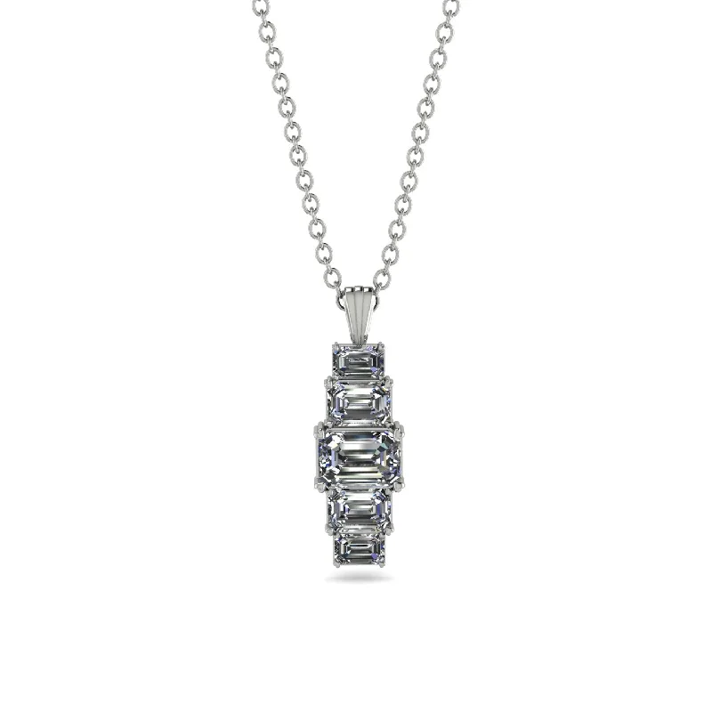 Personalized Name Necklace for Special Gifts-Emerald Cut Diamond Stairs Necklace - Briella No. 3