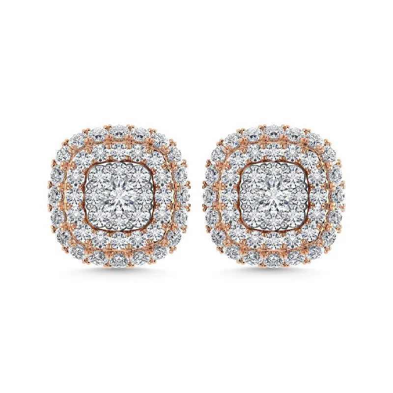 Simple Silver Earrings for Work-Diamond 5/8 Ct.Tw. Cluster Fashion Earrings in 14K White Gold