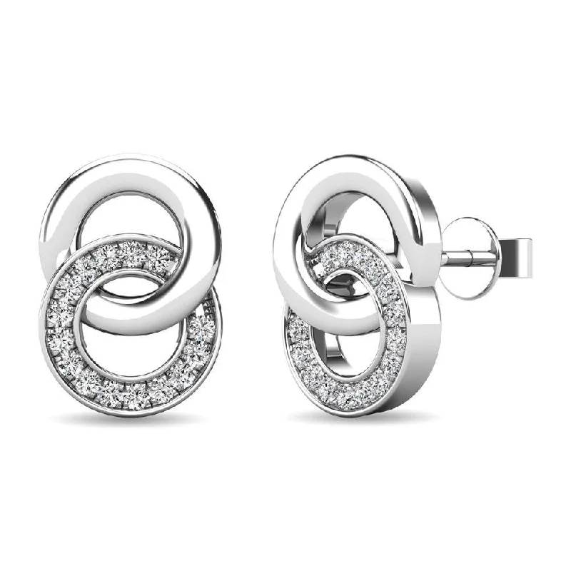 Bold Earrings for Women-Diamond 1/10 ct tw Circle Earrings in 10K White Gold