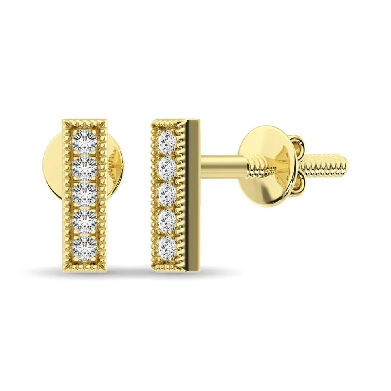 Personalized Pearl Earrings-Diamond 1/20 ct tw Fashion Earrings  in 10K Yellow Gold