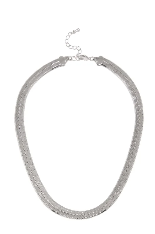 Simple Silver Necklace for Minimalist Style-Nicol Snake Chain Necklace - Silver