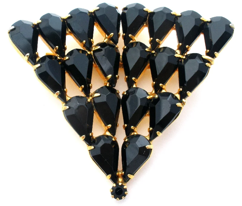 Elegant Crystal Brooch-Black Rhinestone Brooch Vintage