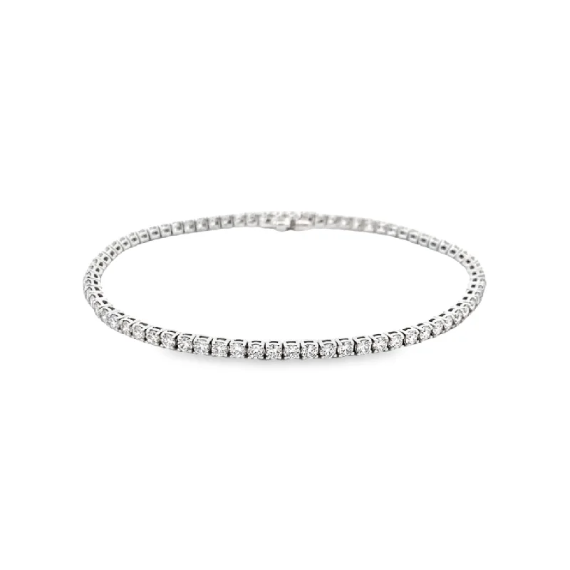 Personalized Friendship Bracelet with Birthstones-Diamond Line Tennis Bracelet in White Gold