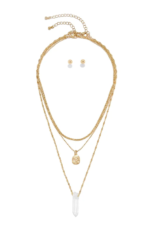 Customizable Pendant Necklace for Special Occasions-Deymara Necklace and Earring Set - Gold