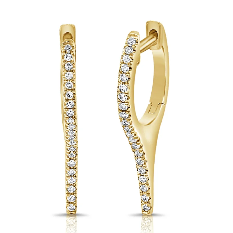 Classic Pearl Hoop Earrings-Elegant 14K Gold Diamond Huggie Earrings