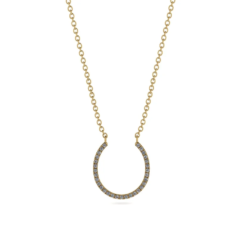 Trendy Pendant Necklace for Casual Look-Horseshoe Diamond Necklace - Amira No. 1