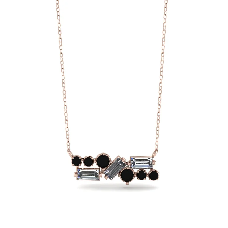 Sparkling Crystal Necklace for Evening Wear-Diamond Baguette Necklace Mix - Kinley No. 8