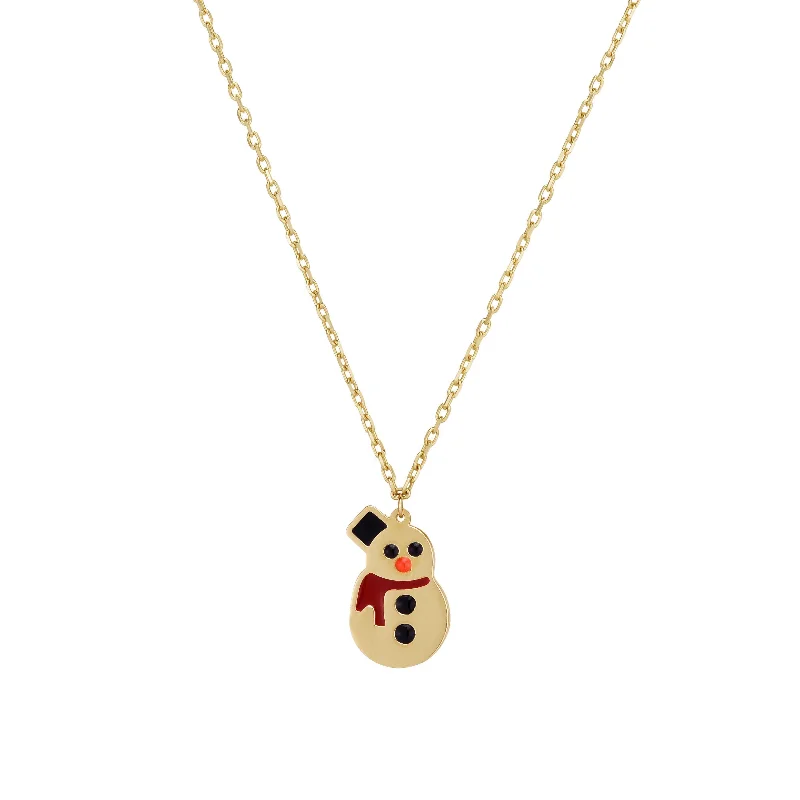 Designer Crystal Necklace for Fashion-Frosty the Snowman Necklace (14K)