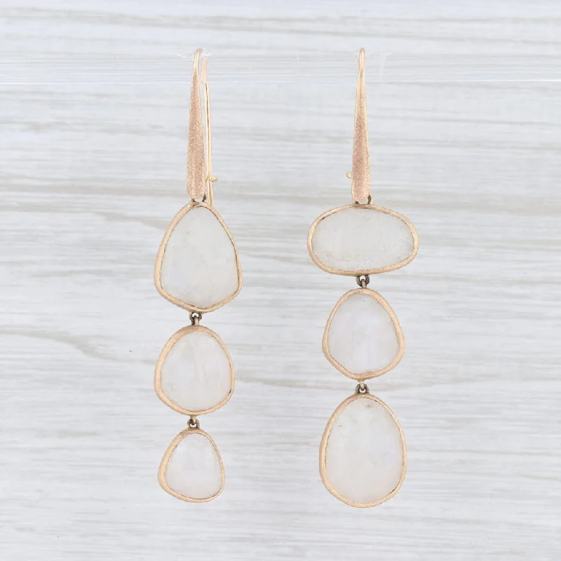 Geometric Hoop Earrings-New Nina Nguyen Moonstone Dangle Earrings 14k Yellow Gold Pierced Hook Posts