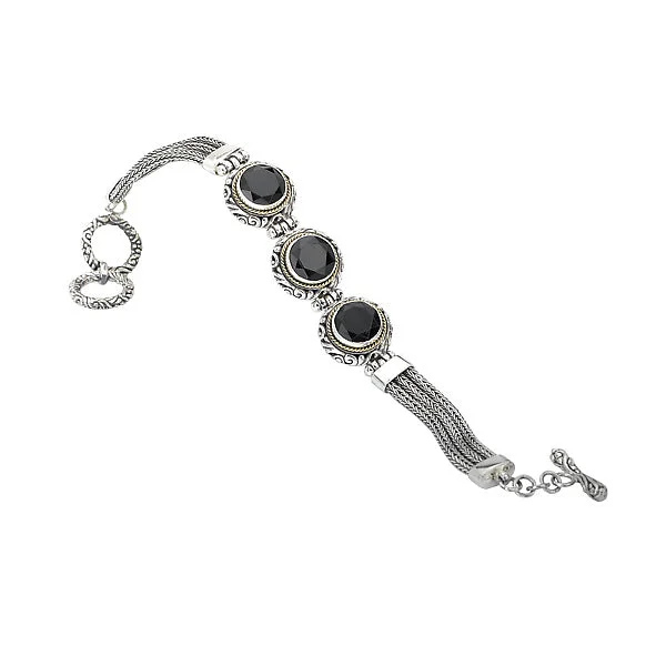 Simple Silver Bracelet with Small Dazzling Stones-Ladies Fashion Gemstone Bracelet