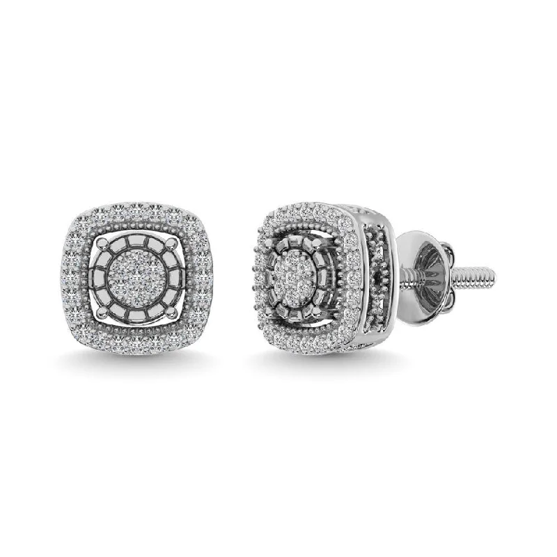 Vintage-Inspired Earrings for Women-Diamond 1/20 ct tw Fashion Earrings in Sterling Silver