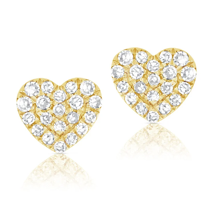 Fashionable Chandelier Earrings-Mini Diamond Pave Heart Stud Earrings