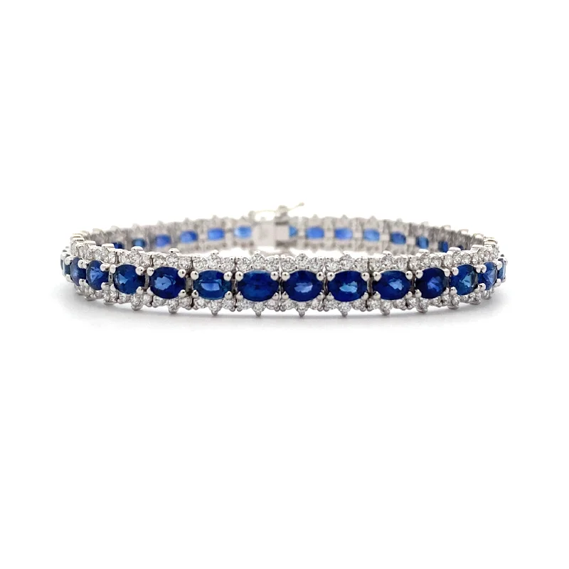 Simple Gold Bracelet with Custom Charms-Sapphire & Diamond Tennis Bracelet in White Gold by Simon G