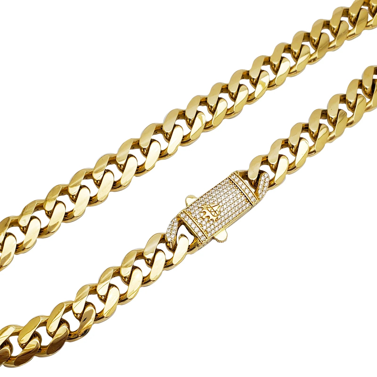 Designer Gold Necklace with Ruby Pendant-Lightweight Monaco Chain (14K)