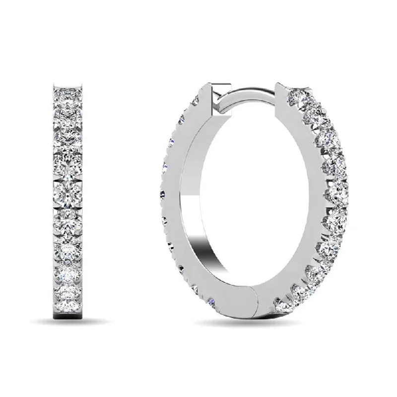 Simple Crystal Earrings-Diamond 5/8 ct tw Hoop Earrings in 10K White Gold