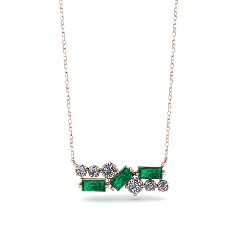 Elegant Gold Chain Necklace for Bridesmaids-Emerald Baguette Necklace Mix - Kinley No. 17