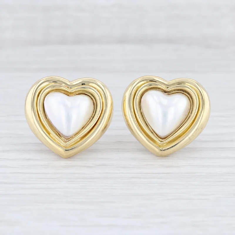 Elegant Silver Drop Earrings-Gucci Pearl Heart Clipon Earrings 18k Yellow Gold Statement Non Pierced Omega