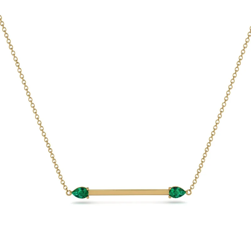 Fashionable Silver Necklace for Formal Events-Minimalist Pear Emerald Necklace - Melissa No. 4