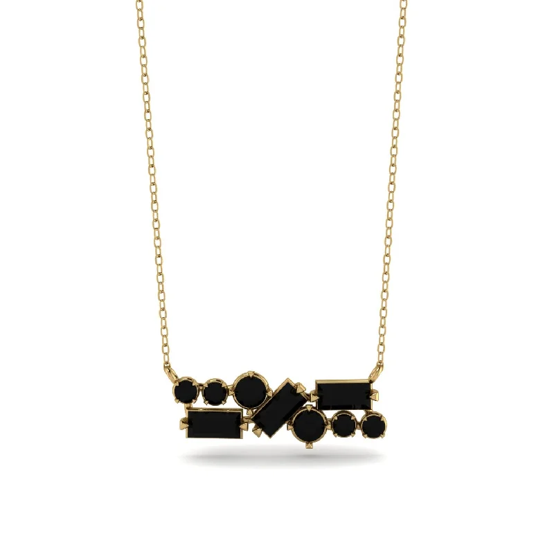 Customizable Necklace for Personalized Gifts-Black Diamond Baguette Necklace Mix - Kinley No. 37