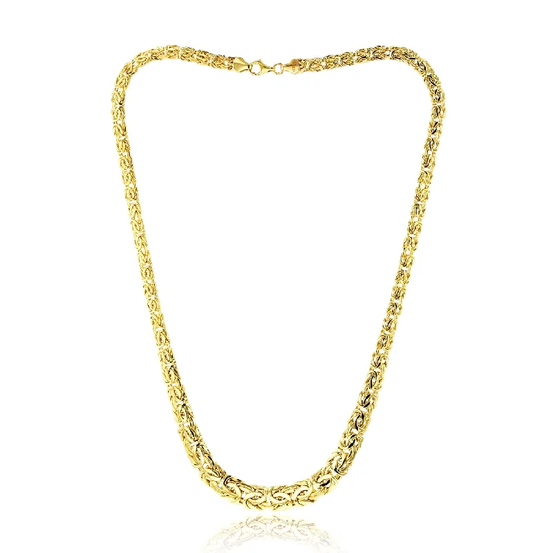 Elegant Bridal Necklace with Pearls-Flat Byzantine Chain Necklace (14K)