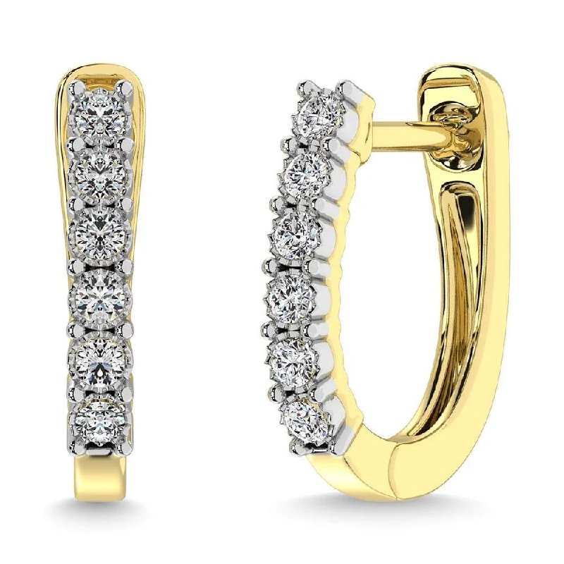 Stunning Silver Earrings-Diamond 1/5 Ct.Tw. Hoop Earrings in 10K Yellow Gold