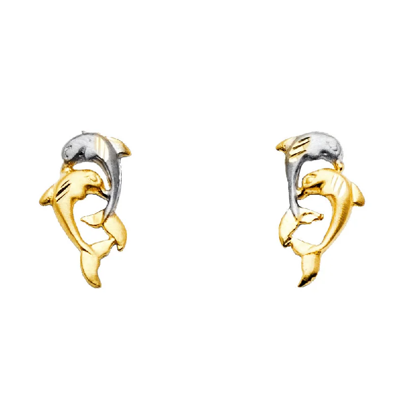 Creative Earrings for Women-14K Dolphin Earrings