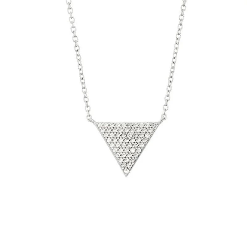 Unique Gold Pendant Necklace for Women-Triangle Necklace (Silver)