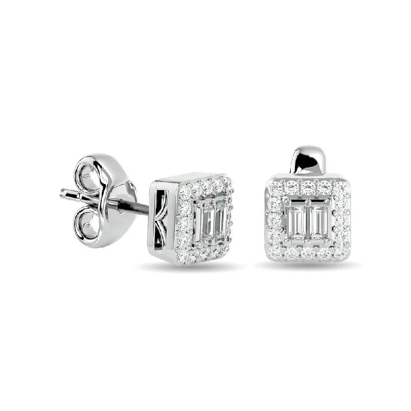 Simple Hoop Earrings for Everyday-Diamond 1/4 Ct.Tw. Fashion Earrings in 10K White Gold