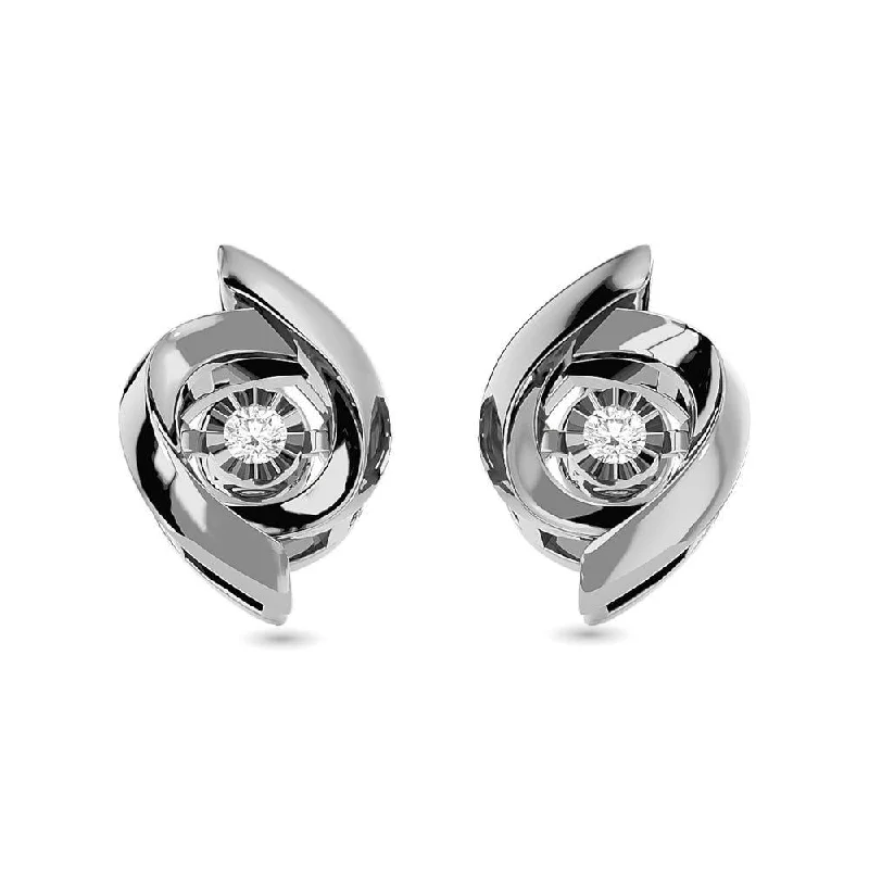 Modern Dangle Earrings-Sterling Silver Diamond 1/20 ct tw Earrings