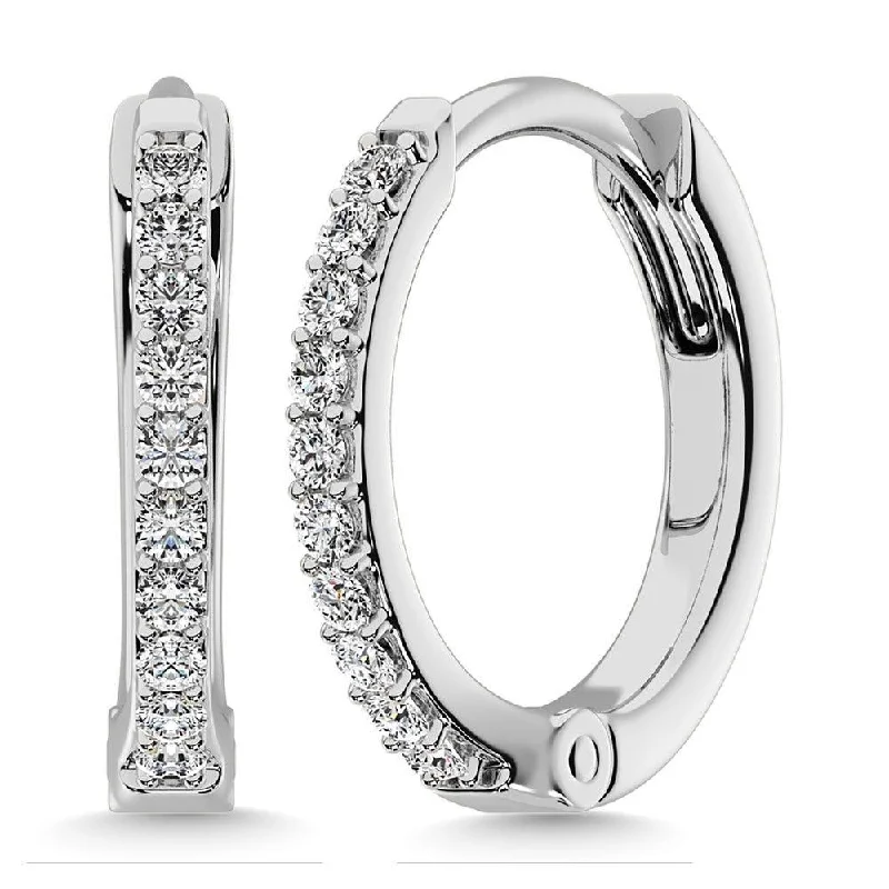 Unique Handcrafted Earrings-Diamond Hoop Earrings in 10K White Gold