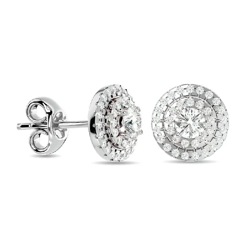 Matching Earrings and Necklace-Diamond 5/8 ct tw Round Shape Fashion Earrings in 14K White Gold