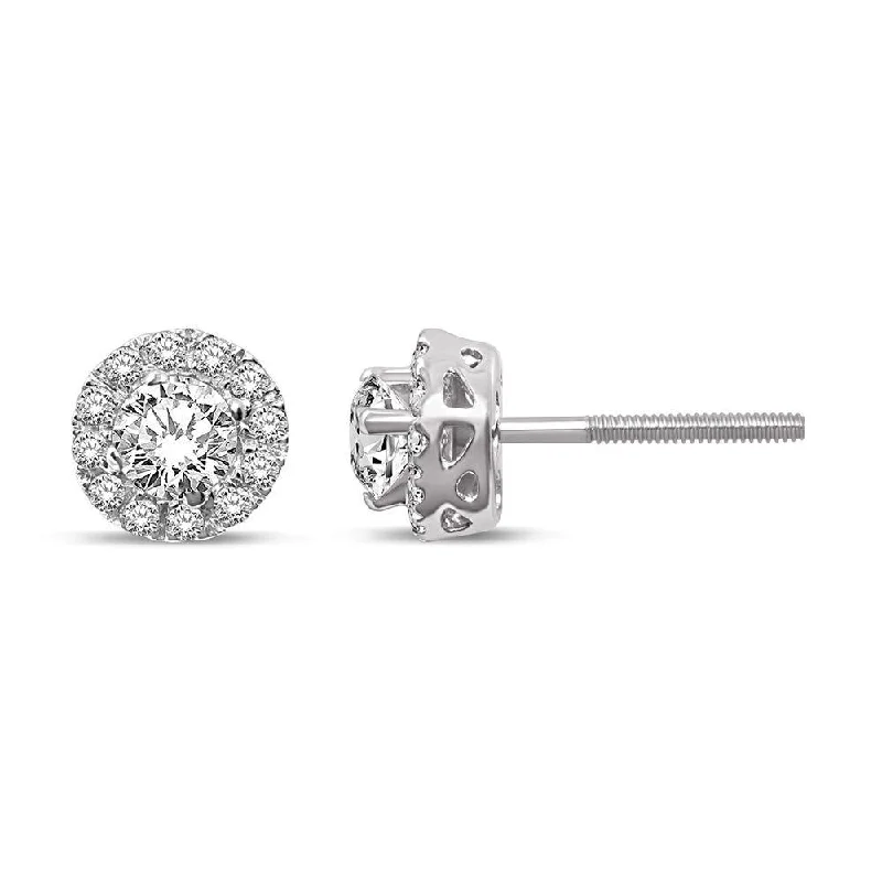 Crystal Earrings for Bridesmaids-14K White Gold Diamond Stud Earrings