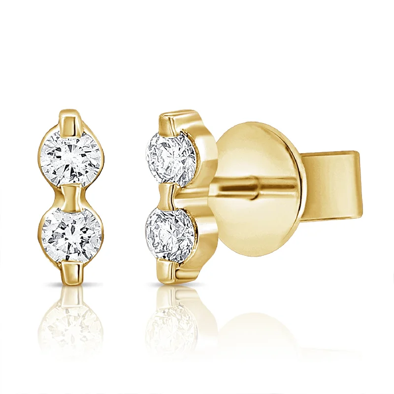 Lightweight Silver Earrings-14K Gold Diamond Stud Earrings