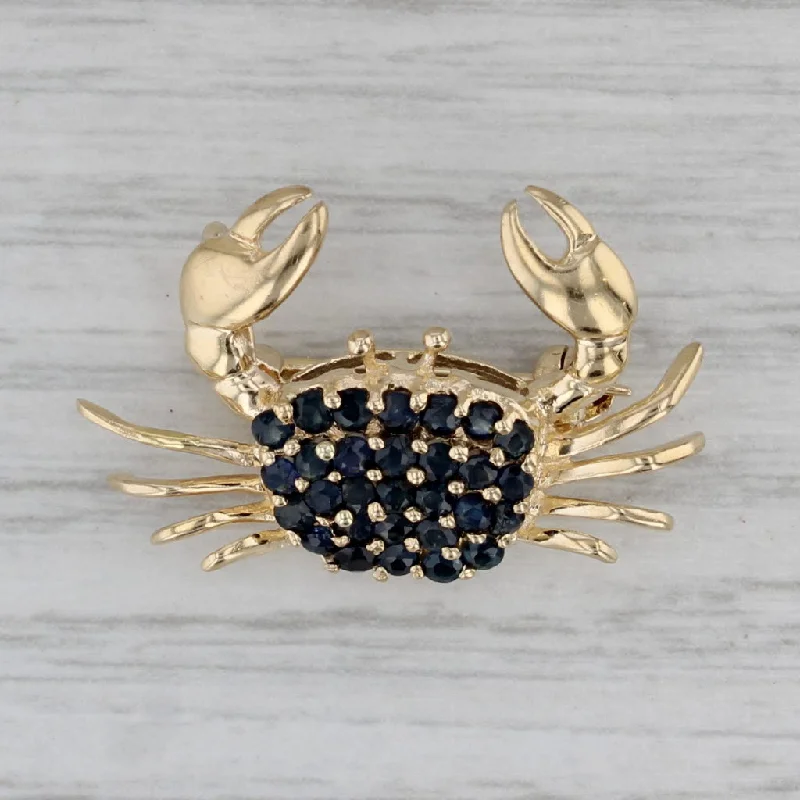 Small Gemstone Brooch-0.70ctw Blue Sapphire Brooch Pendant 14k Yellow Gold