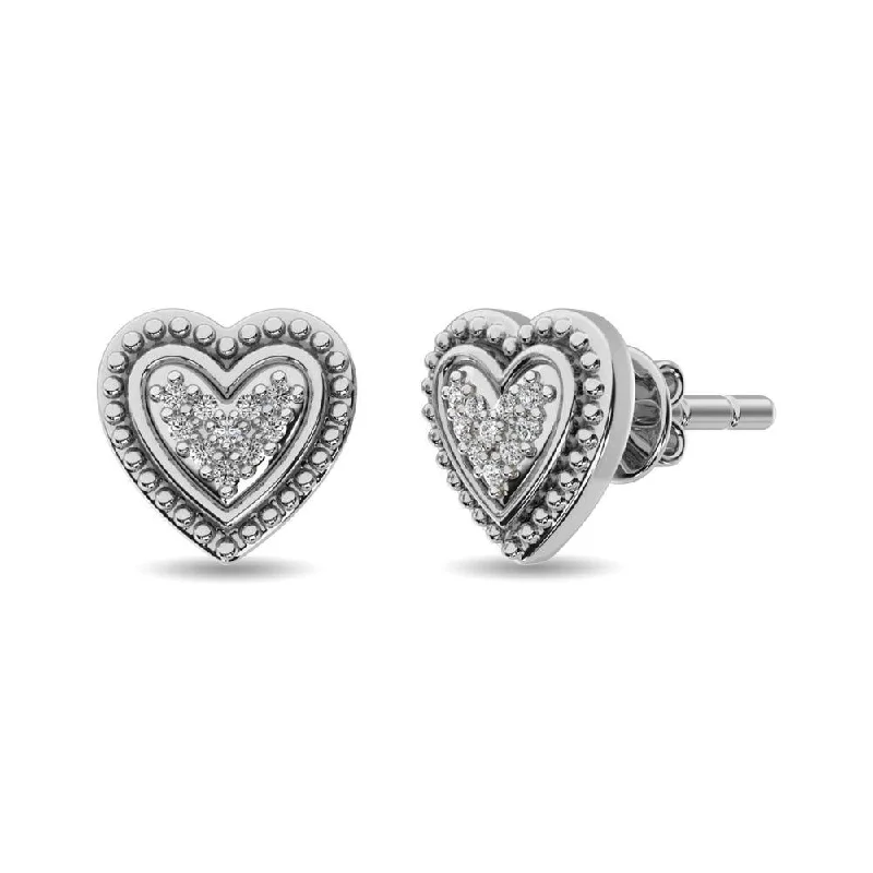 Colorful Acrylic Earrings for Women-Diamond Heart Earrings 1/20 ct tw in Sterling Silver