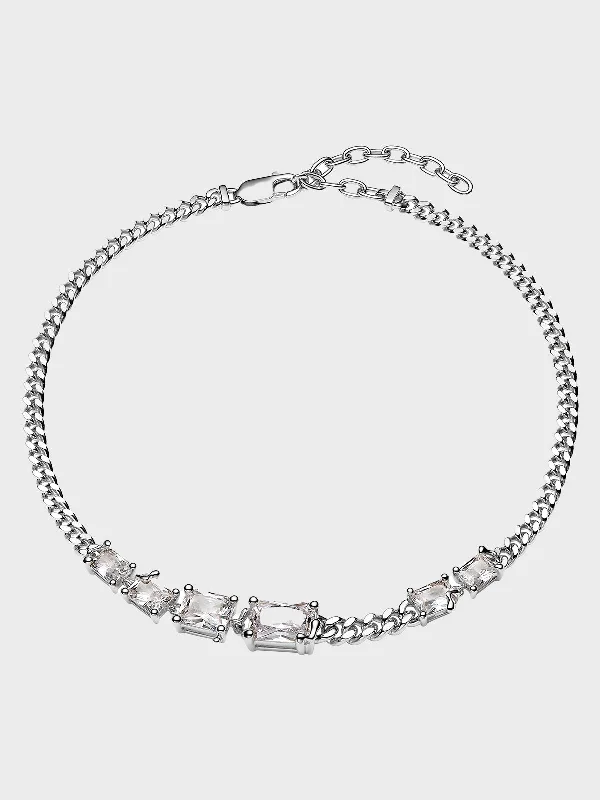 Fine Silver Necklace for Special Events-Roppongi Chandelier Necklace in Silver