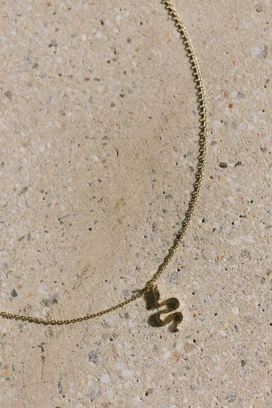 Dainty Gold Necklace with Small Heart Pendant-Lucia Snake Necklace