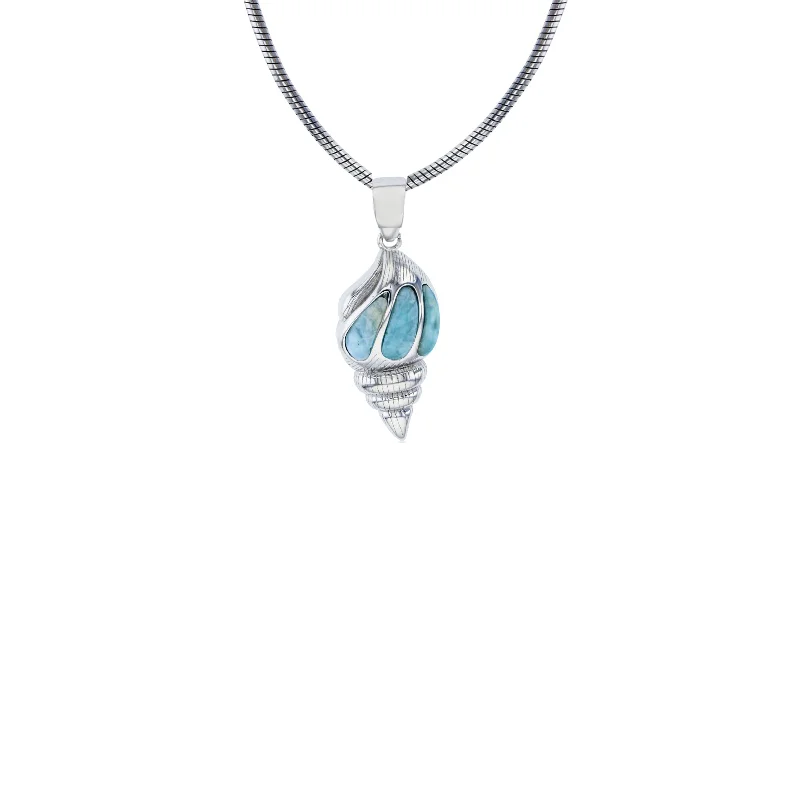 Custom Gold Necklace with Infinity Symbol-Larimar Seashell Snake Necklace (Silver)