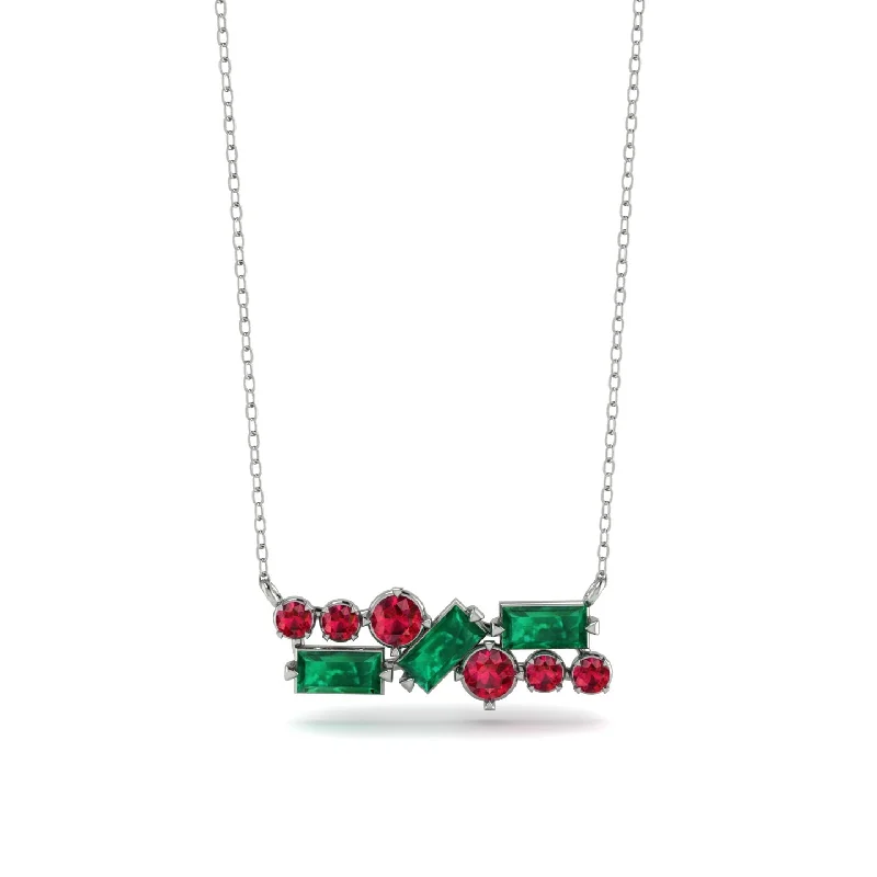 Crystal Necklace for Wedding Day Accessories-Emerald Baguette Necklace Mix - Kinley No. 27