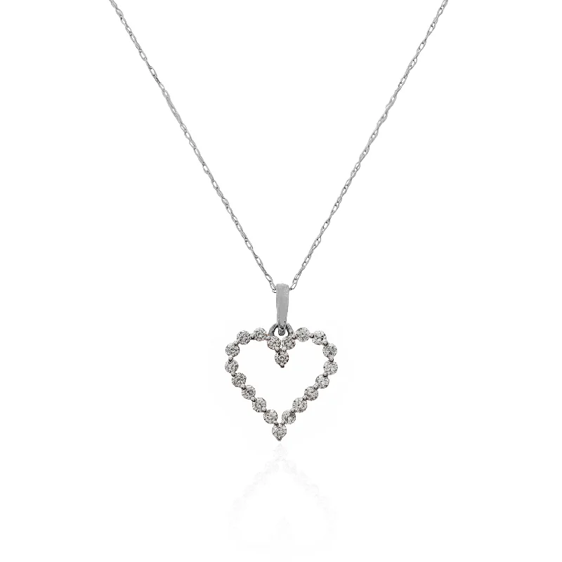 Sparkling Diamond Necklace for Night Events-Diamond Heart Pendant Necklace (14K).